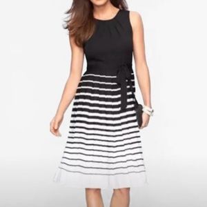 NEW Talbots Black and White Fit and Flare Pleated Dress Size 10